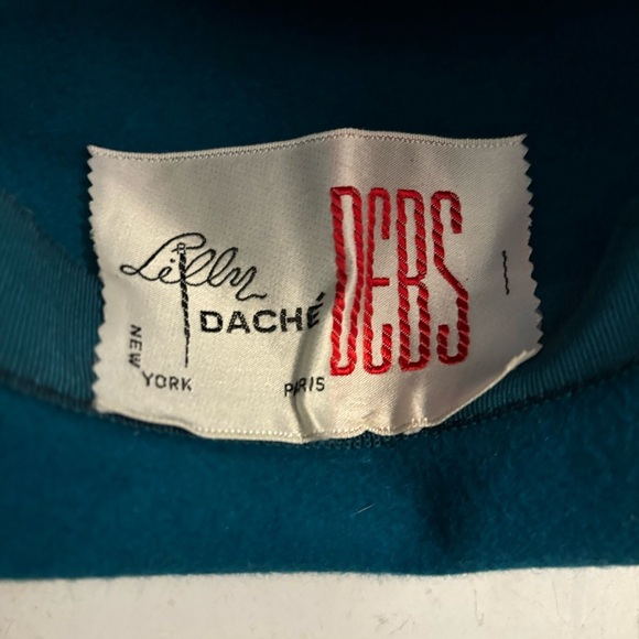 Vintage Lilly Daché Debs Paris women’s teal homburg fur hat - Picture 8 of 8